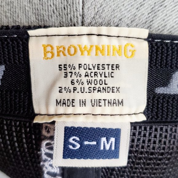 Browning Gray Wool Meshback Baseball Hat Men's Small Medium - Picture 9 of 10